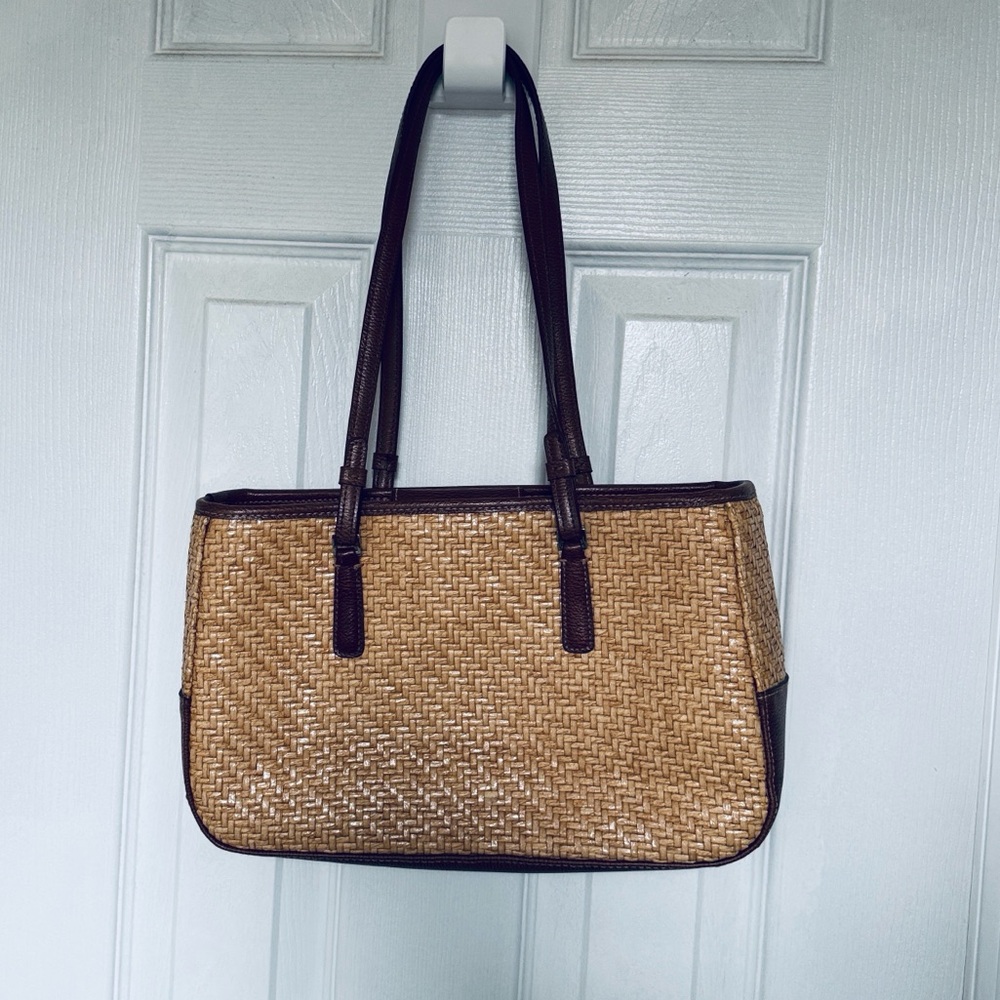 Liz Claiborne Tan and Brown Woven Shoulder Bag